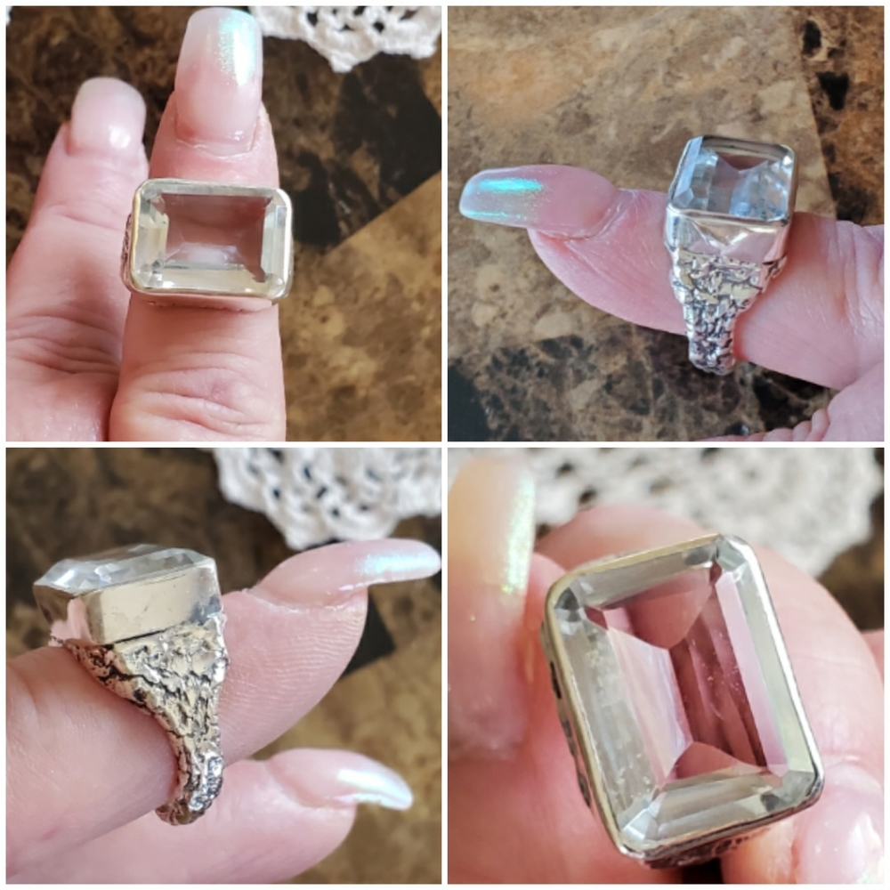 Genuine 12ct White Topaz Ring Size 8 - Picture 5 of 8